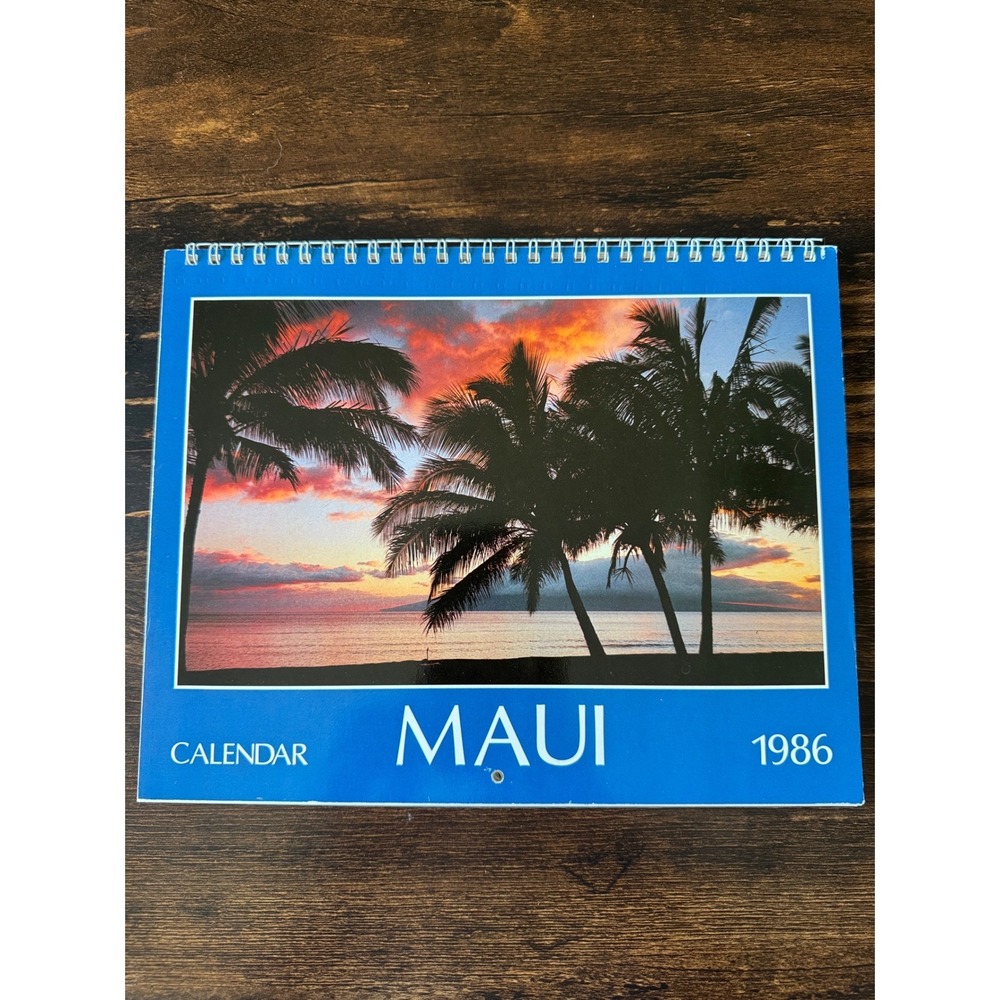 Vintage 1986 Maui Hawaii Wall Calendar Scenic Photography Souvenir Ephemera